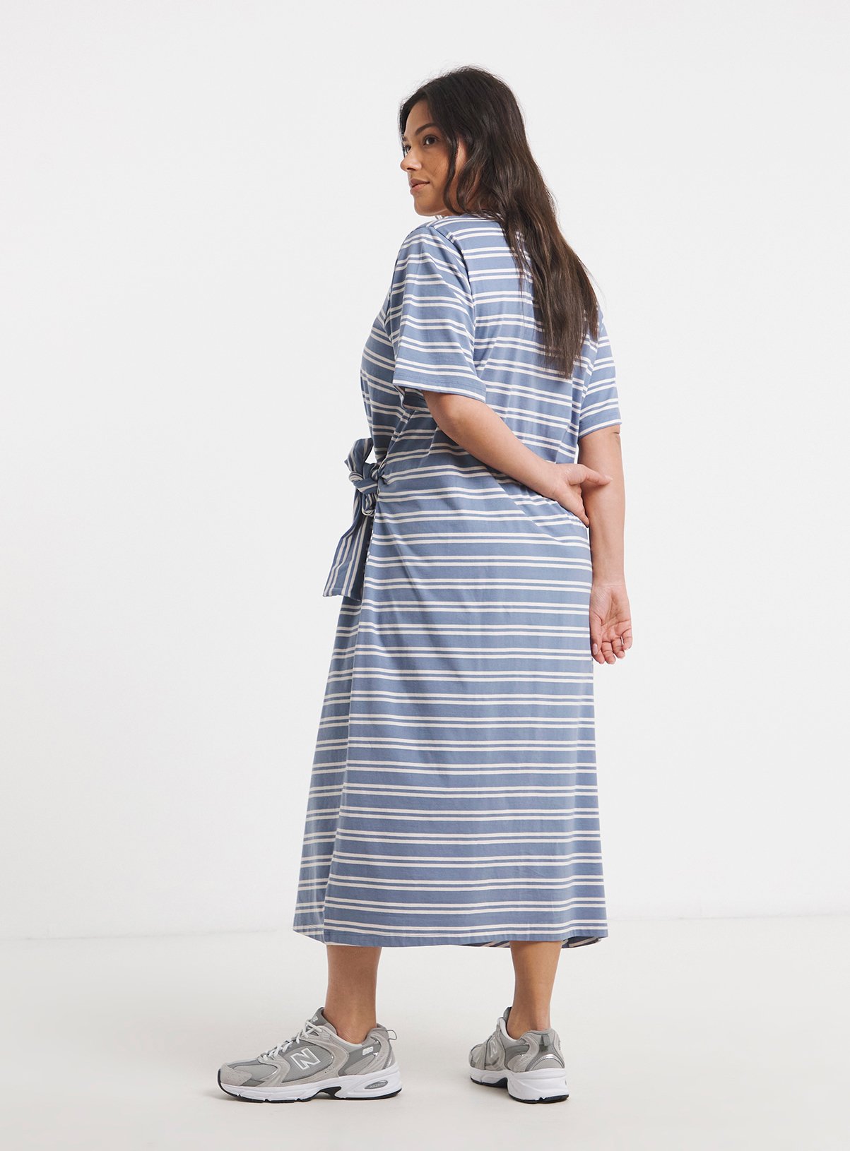 SIMPLY BE Stripe Jersey Midaxi Dress With Side Tie 26 - Image 2 thumbnail